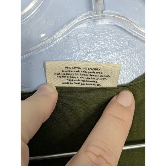 Dwell + Slumber Olive Green V-Neck Caftan Dress Pockets Half-Zip XL sz 18 - Picture 9 of 12